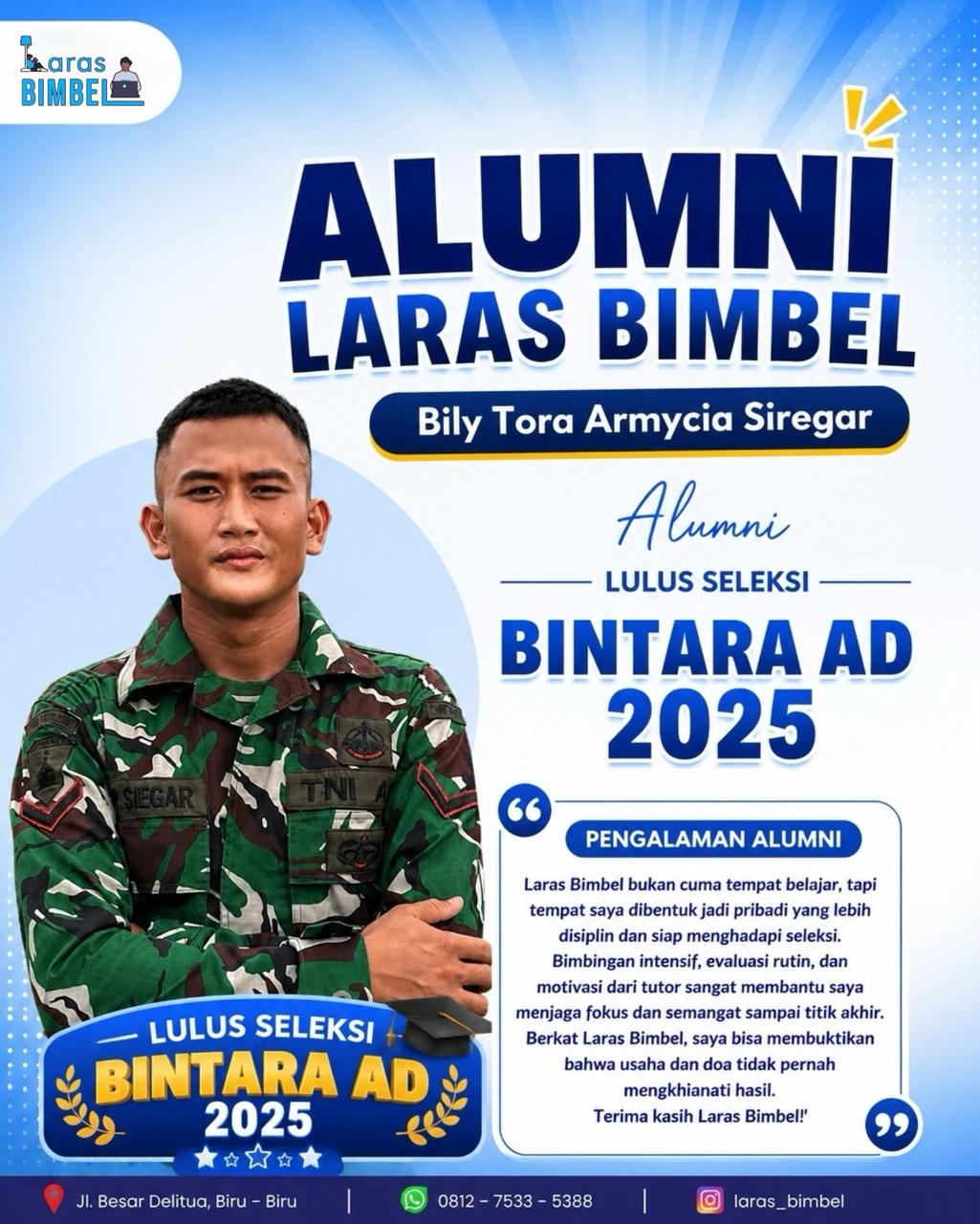 Bily Tora Armycia Siregar - Lulus Seleksi BINTARA AD 